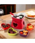 Aparelho De Fondue 4 Peças Coração Vermelho Aparelho De Fondue 4 Peças Coração Vermelho