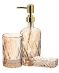 CONJUNTO VIDRO P/BANHEIRO DIAMOND AMBAR METALIZADO