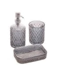 CONJUNTO VIDRO P/BANHEIRO LITT PRATEADO METALIZADO