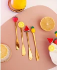 Conjunto 4 Espatulas Aço Inox Fruit Dourado Conjunto 4 Espatulas Aço Inox Fruit Dourado