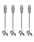 Conjunto 4 Garfos Aço Inox para Aperitivo Leaves Prateado Conjunto 4 Garfos Aço Inox para Aperitivo Leaves Prateado