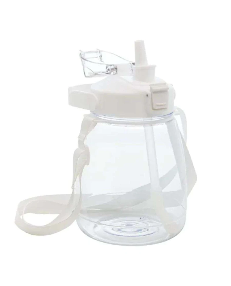 Garrafa com Alça Dupla e Canudo Branca 1200ml