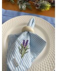 Guardanapo Listra Azul Bordado Lavanda Guardanapo Listra Azul Bordado Lavanda