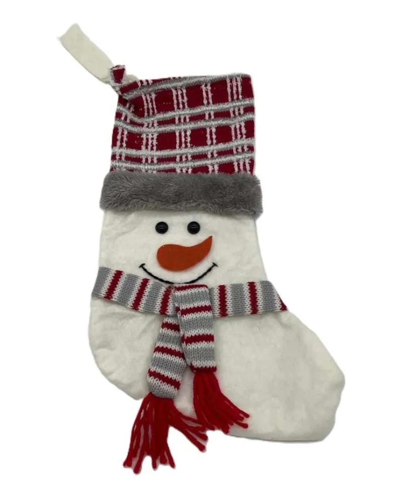 Meia Boneco Neve Vermelha/Branca 40cm