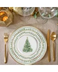 Prato Sobremesa Classic Christmas com Fio de Ouro