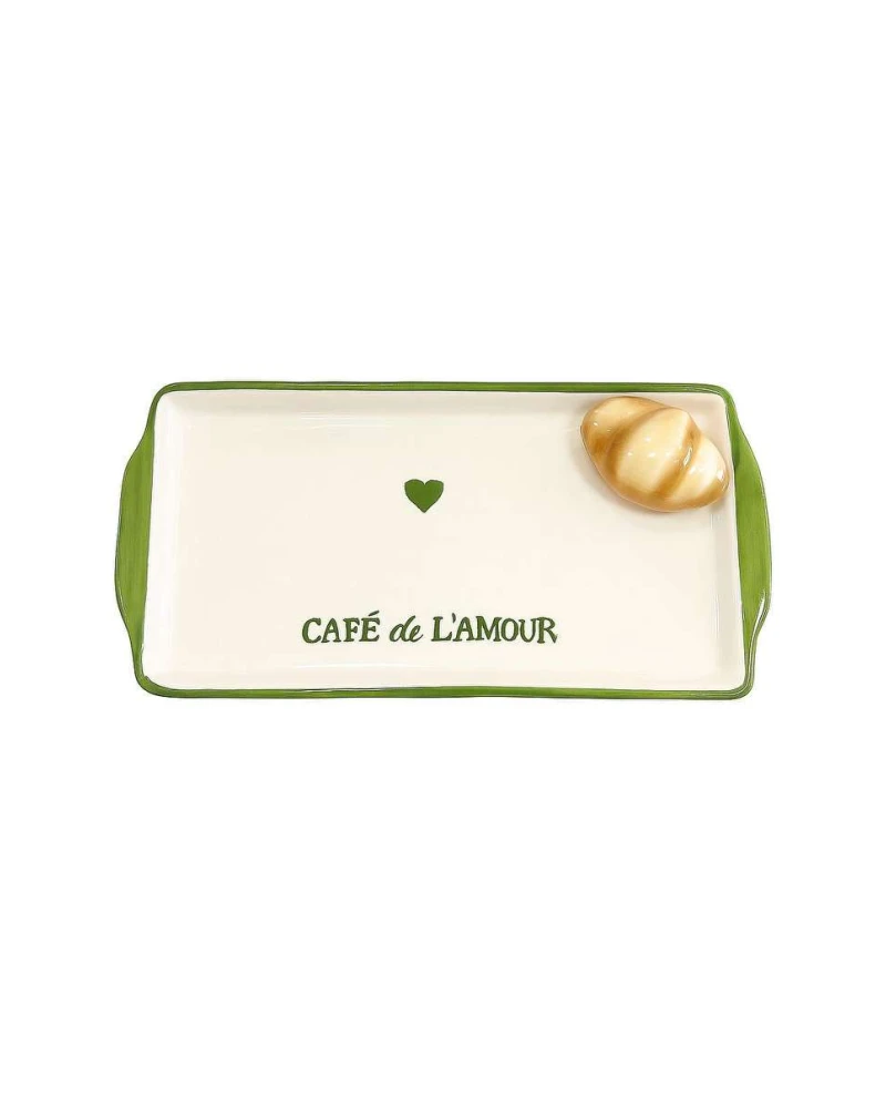 Travessa Retangular Croissant Cafe de L'Amour